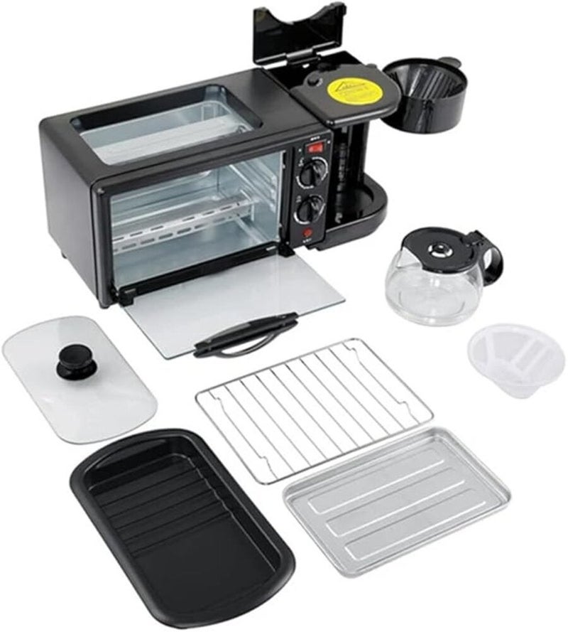 Slivers Criest SC-206 3-In-1 Electric Breakfast Station With Toaster Oven Coffee Maker And Frying Griddle Black - Image 5
